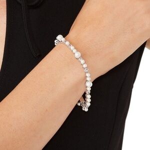 🆕kate spade♠️Pearl Caviar Silver-Plated Faux Pearl Cubic Zirconia Bracelet NWT